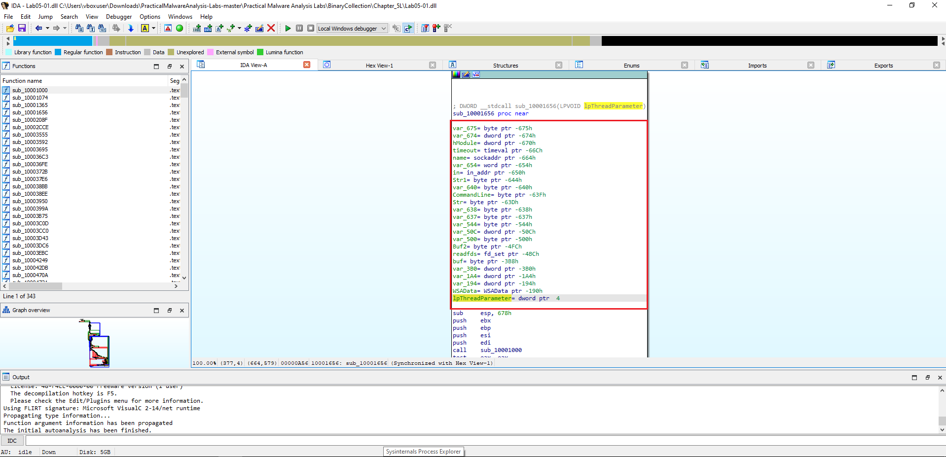 IDA Pro showing local variables