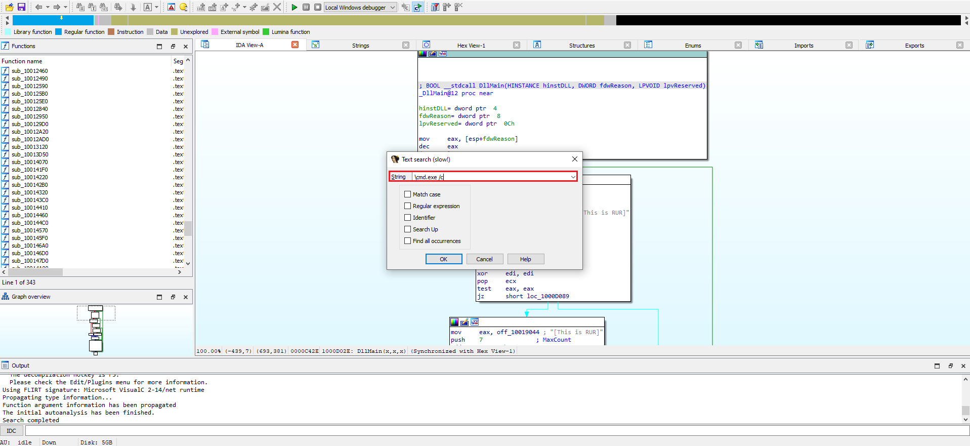 IDA Pro showing local variables